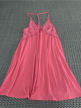 Victoria’s Secret Modal Racerback Babydoll Slip Dress M Coral Lace Nightgown
